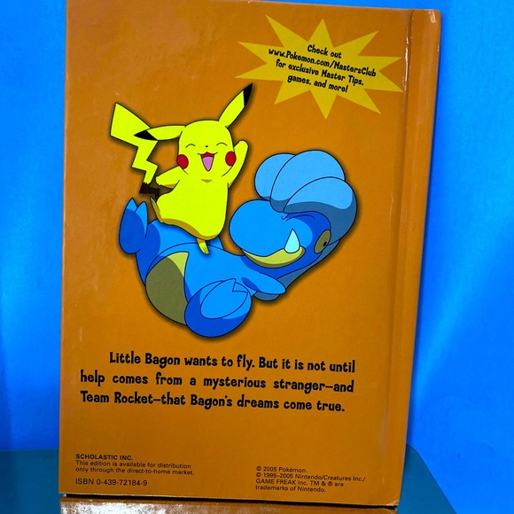 POKÉMON BAGON CAN FLY 2005 HARDCOVER BOOK OFFICIAL POKÉMON MASTERS CLUB LIKE NEW - Picture 2 of 14